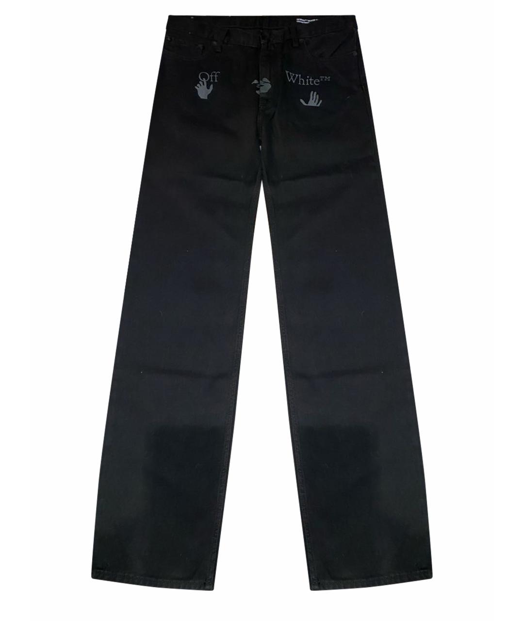 OFF-WHITE Черные хлопковые прямые джинсы, фото 1
