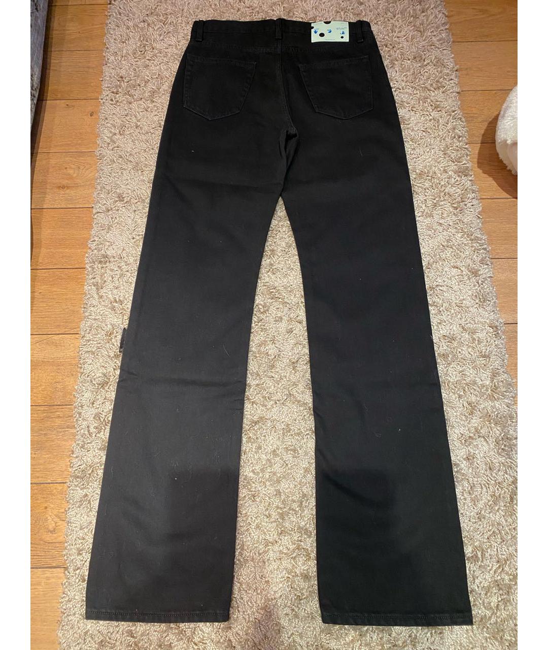 OFF-WHITE Черные хлопковые прямые джинсы, фото 2