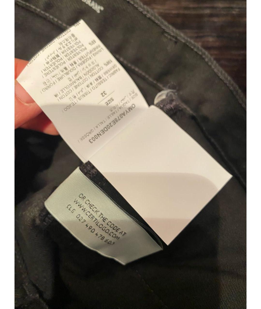 OFF-WHITE Черные хлопковые прямые джинсы, фото 8