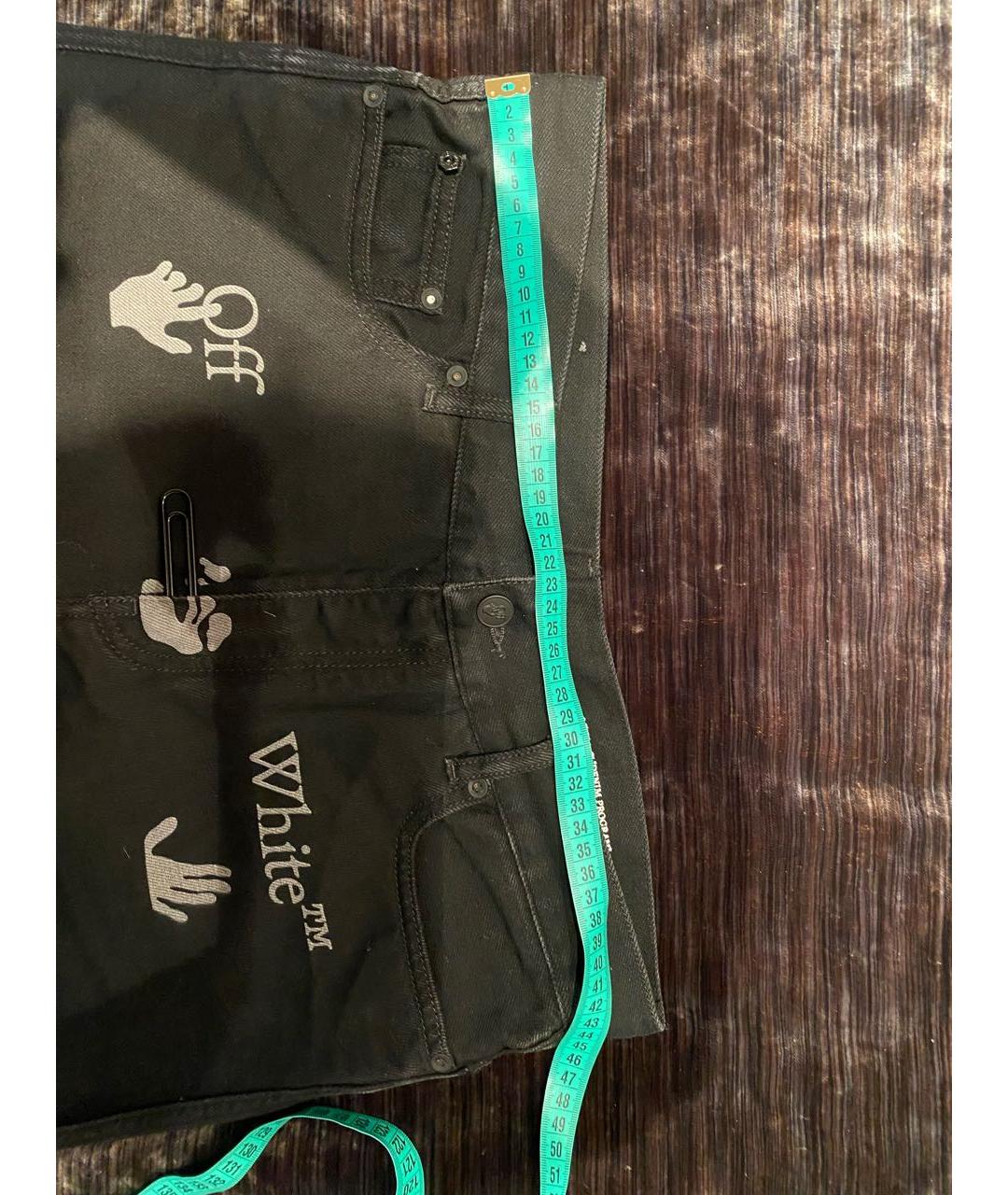 OFF-WHITE Черные хлопковые прямые джинсы, фото 5