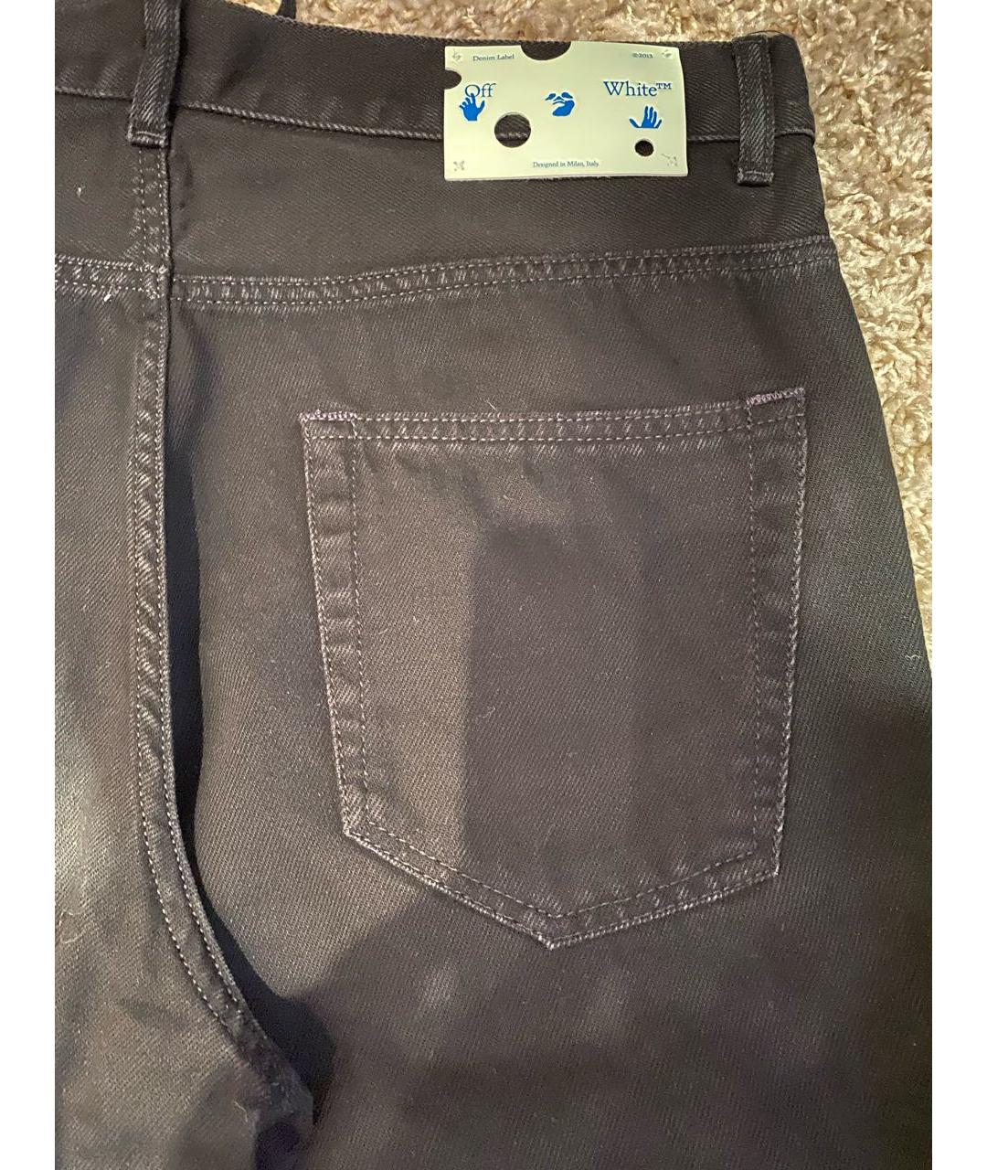 OFF-WHITE Черные хлопковые прямые джинсы, фото 4