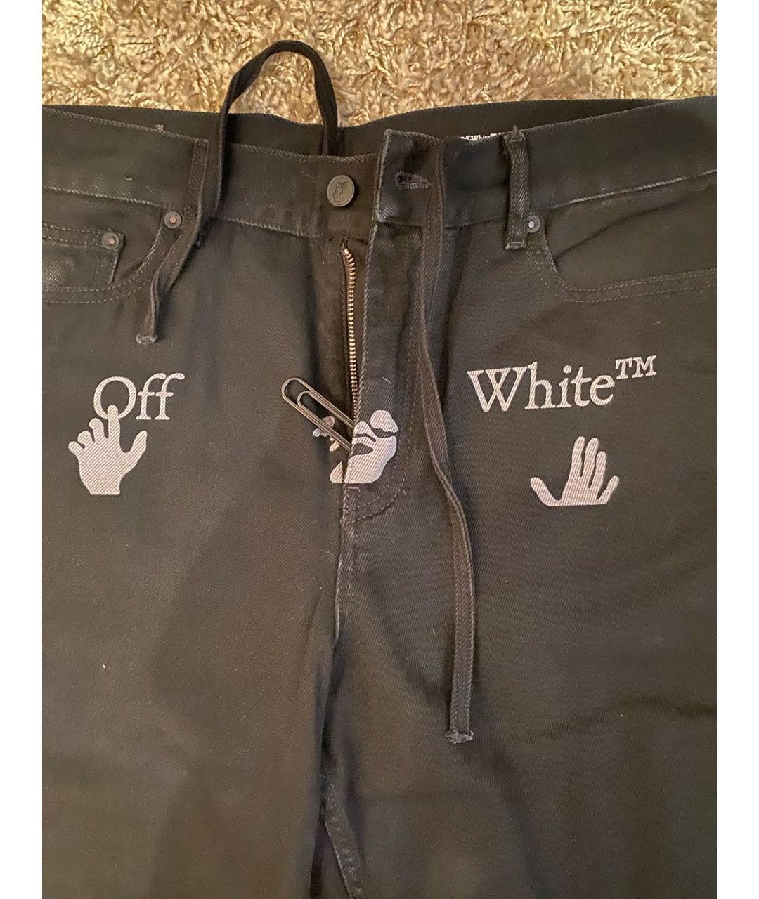 OFF-WHITE Черные хлопковые прямые джинсы, фото 3