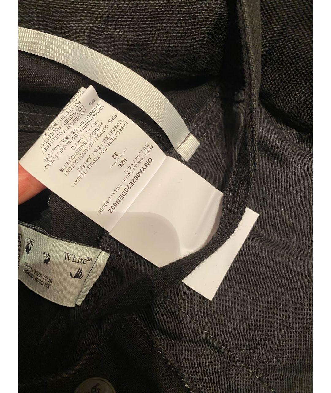 OFF-WHITE Черные хлопковые прямые джинсы, фото 8