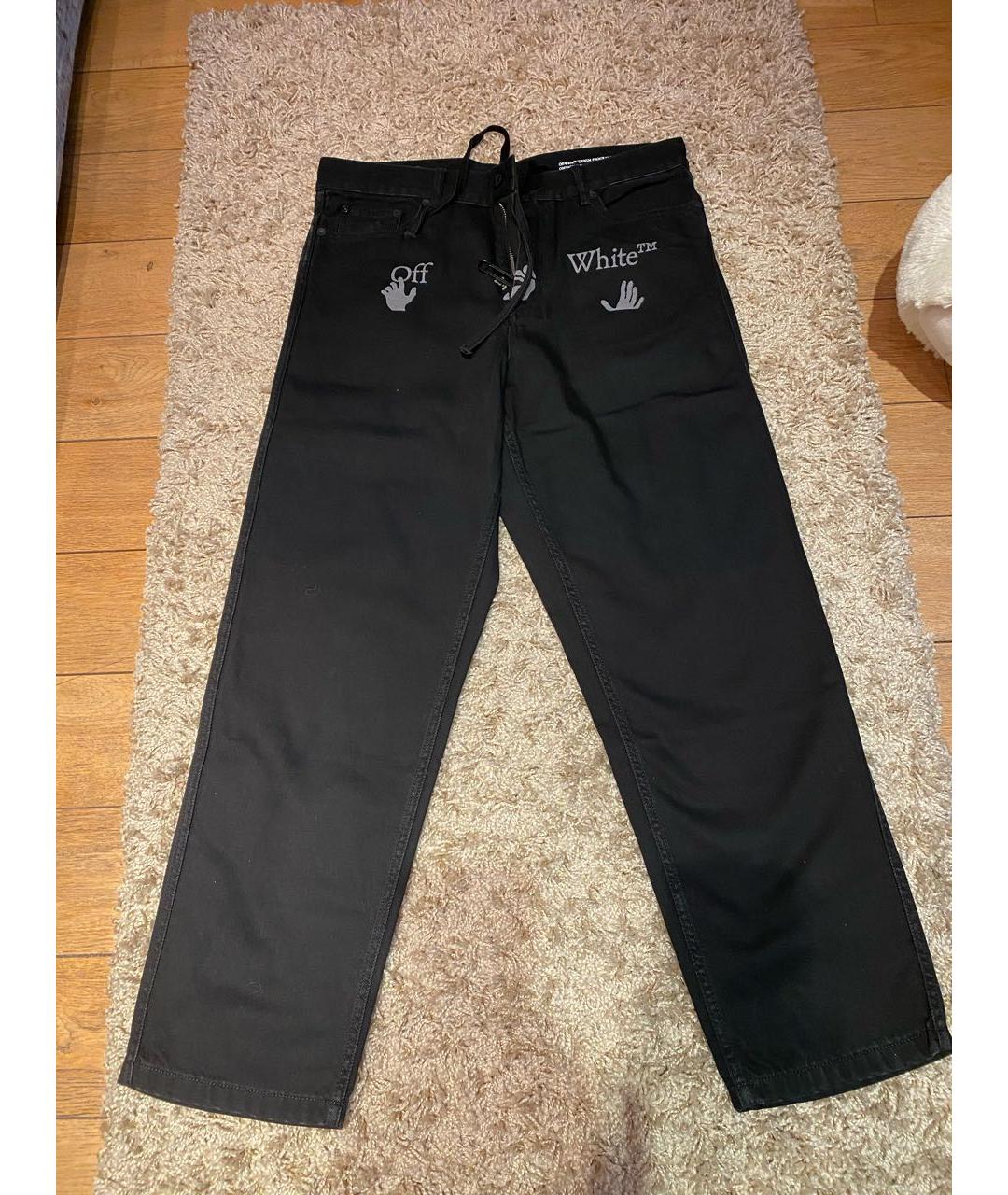 OFF-WHITE Черные хлопковые прямые джинсы, фото 9