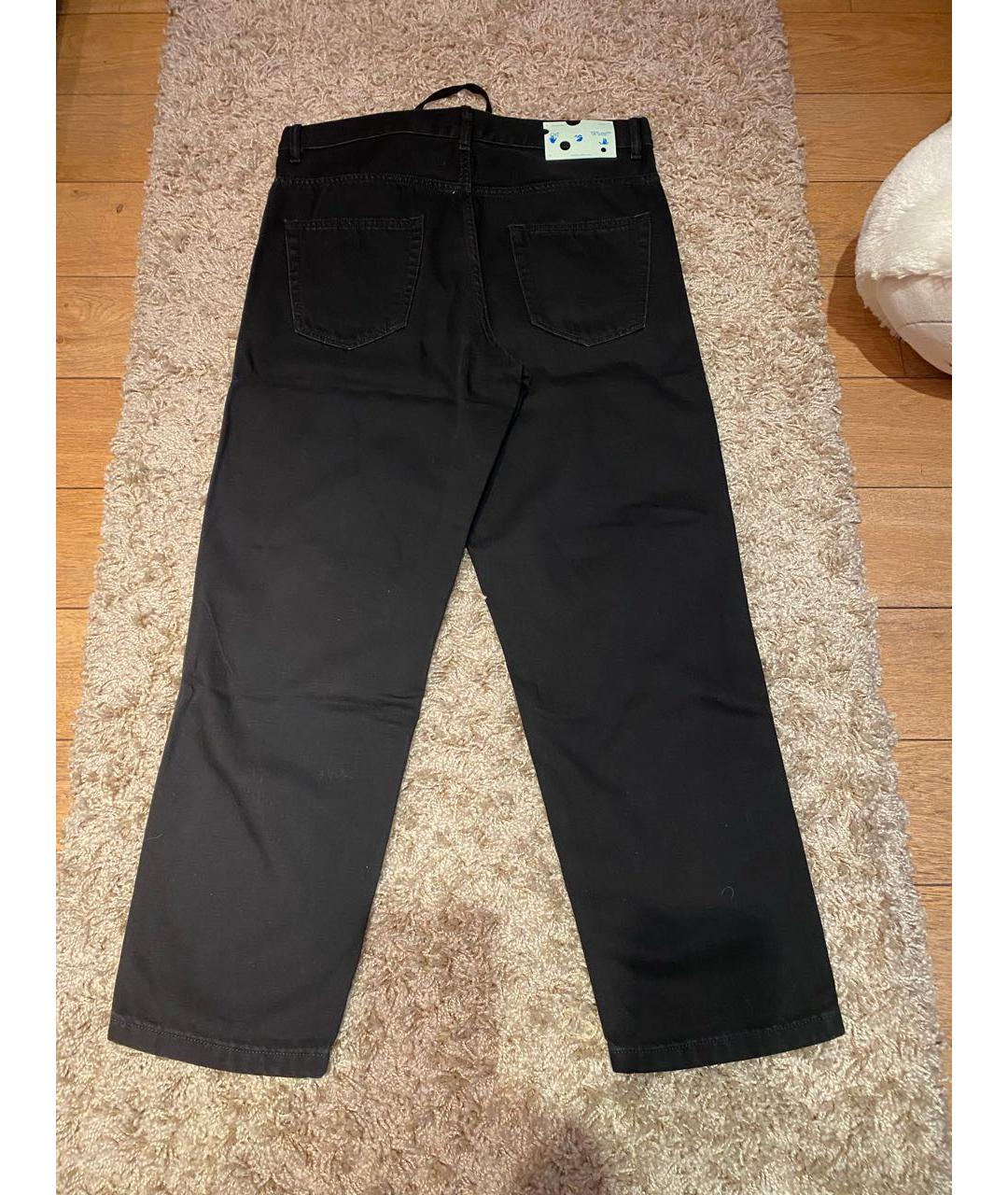 OFF-WHITE Черные хлопковые прямые джинсы, фото 2