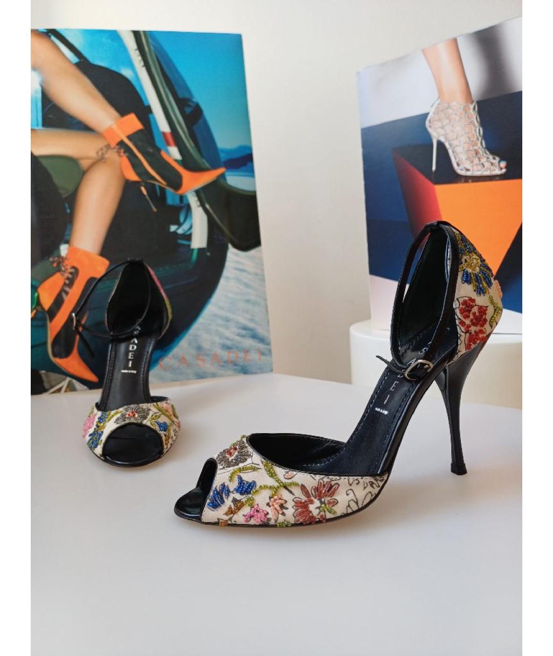 CASADEI Мульти текстильные босоножки, фото 4