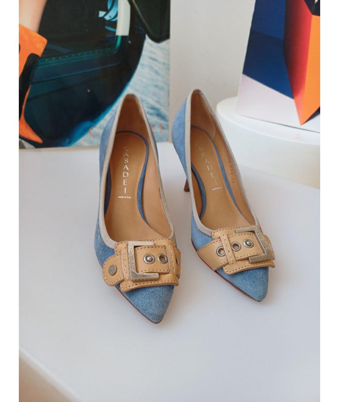 CASADEI Голубые замшевые туфли, фото 5