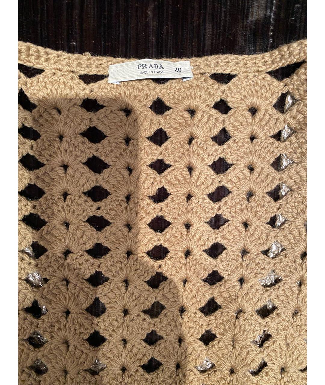 PRADA Золотое шерстяное платье, фото 3