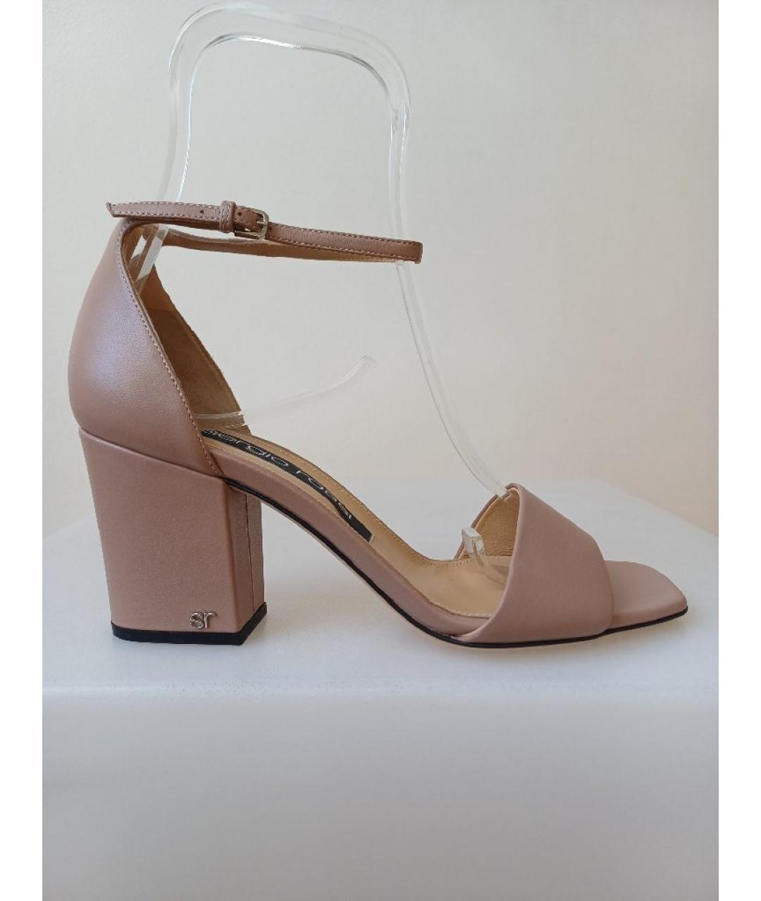 SERGIO ROSSI Бежевые кожаные босоножки, фото 10