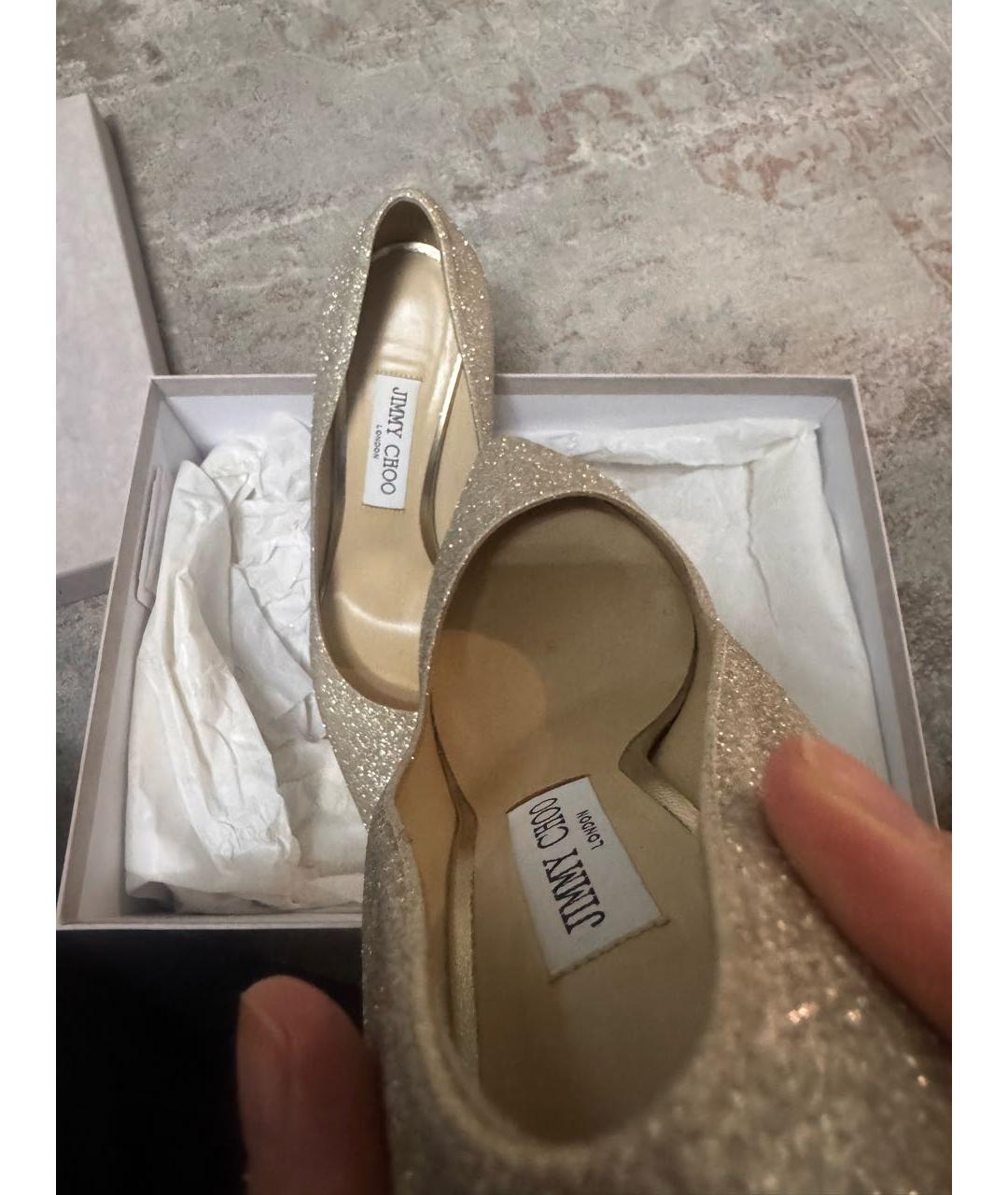 JIMMY CHOO Золотые кожаные туфли, фото 4