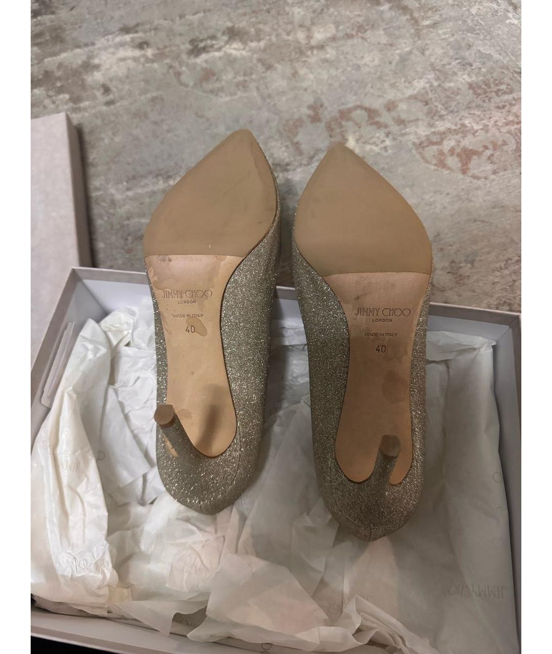 JIMMY CHOO Золотые кожаные туфли, фото 5