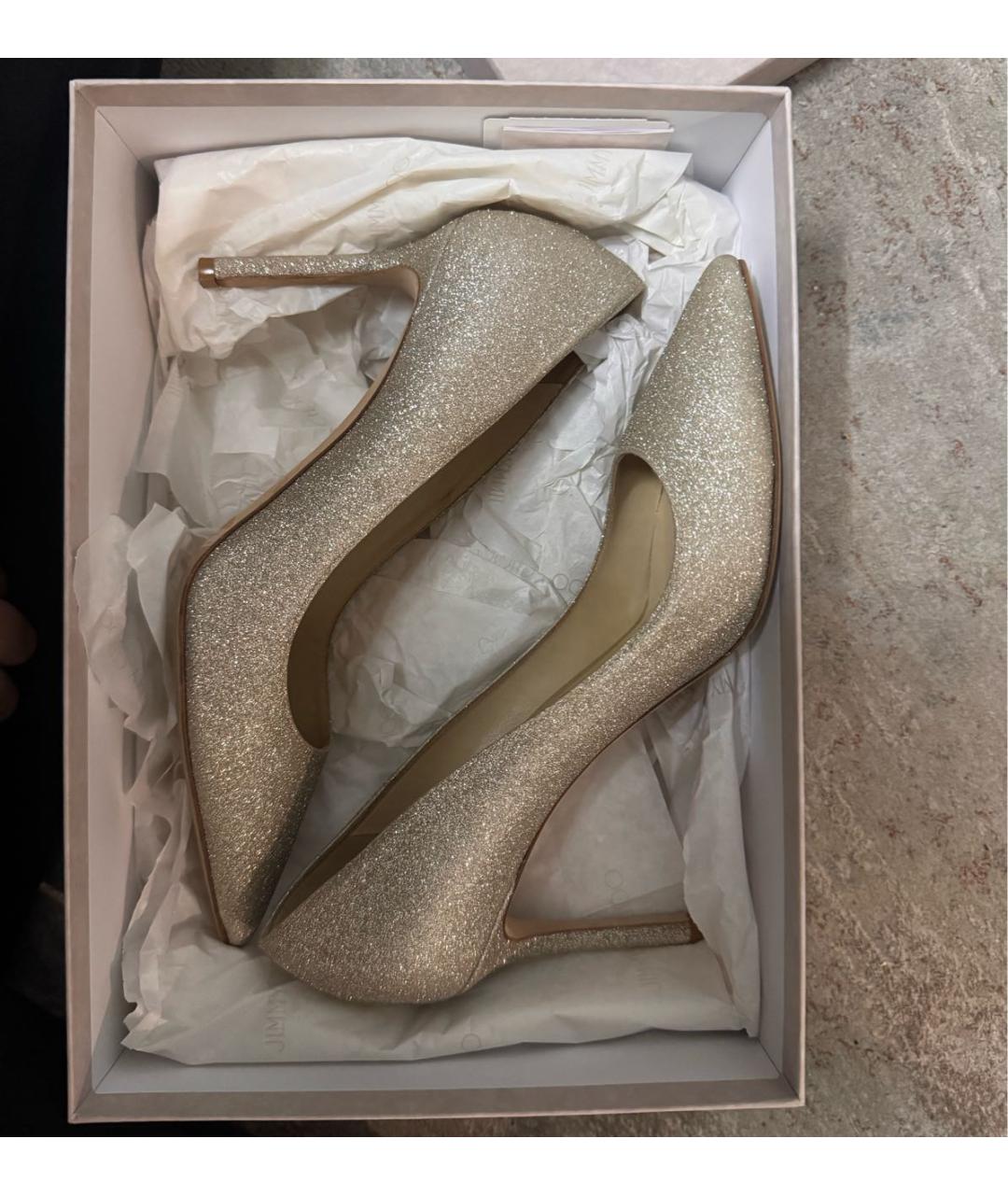 JIMMY CHOO Золотые кожаные туфли, фото 6