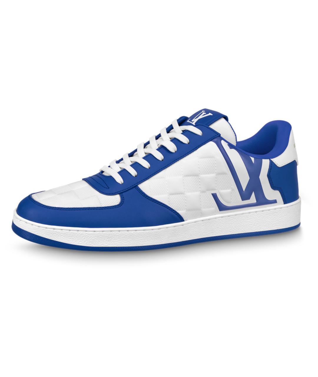 LOUIS VUITTON Синие кожаные низкие кроссовки / кеды, фото 2