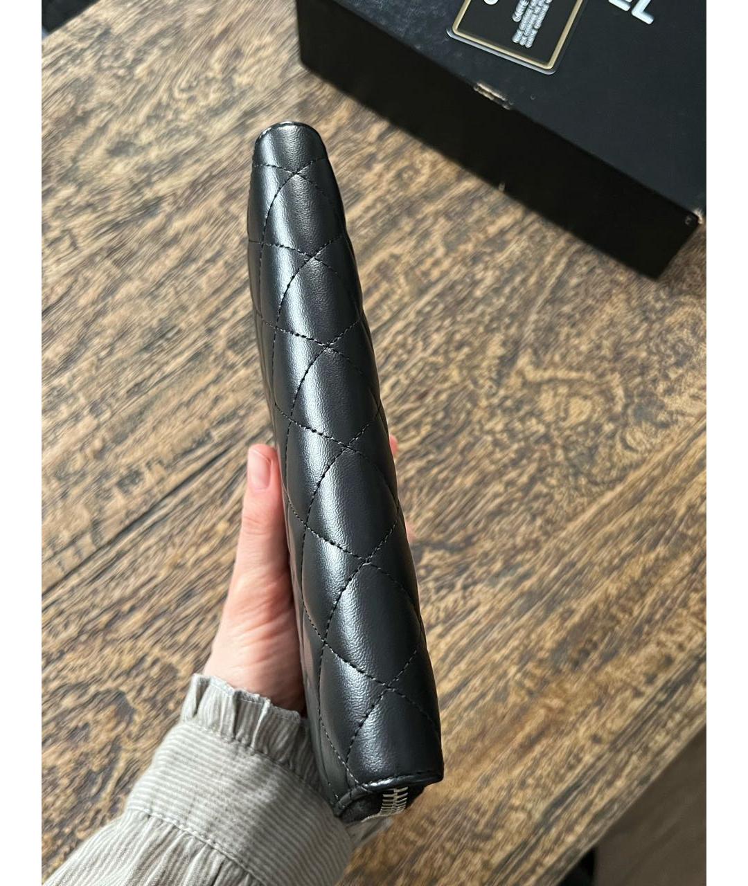 CHANEL Черный кожаный кошелек, фото 4