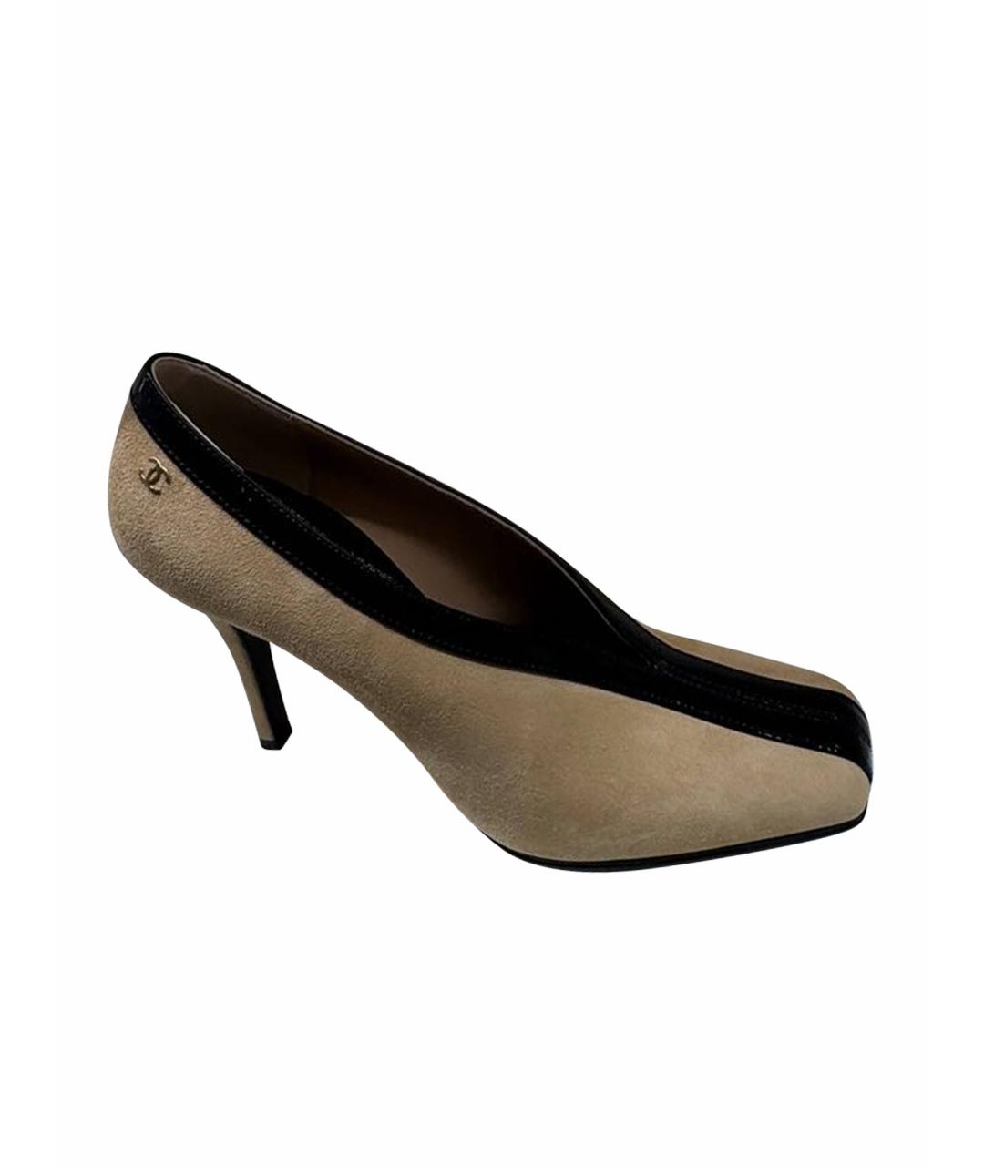 CHANEL Бежевые замшевые туфли, фото 1