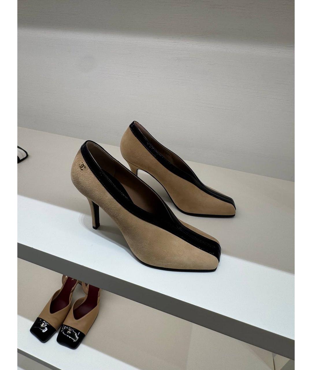 CHANEL Бежевые замшевые туфли, фото 3