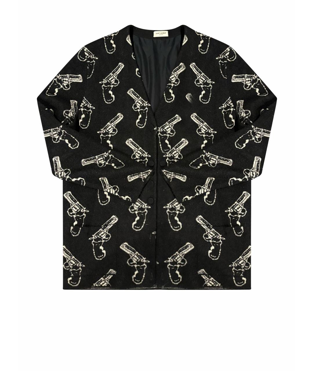 SAINT LAURENT Черный шерстяной кардиган, фото 1