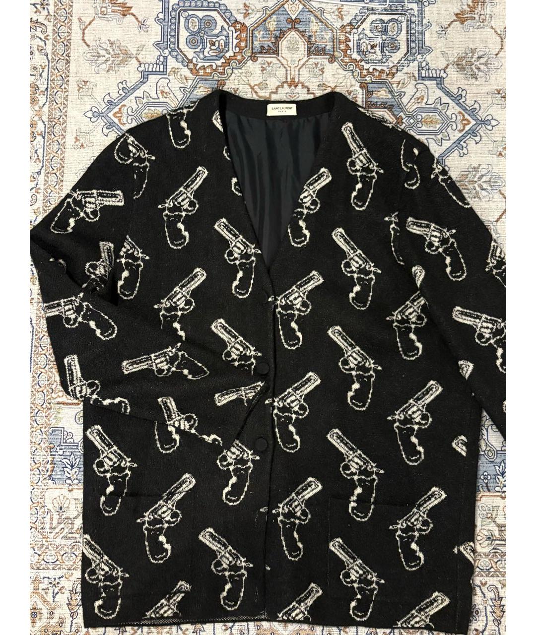 SAINT LAURENT Черный шерстяной кардиган, фото 5