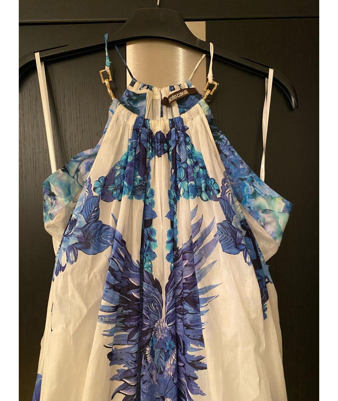 ROBERTO CAVALLI Голубой хлопковый сарафан, фото 3