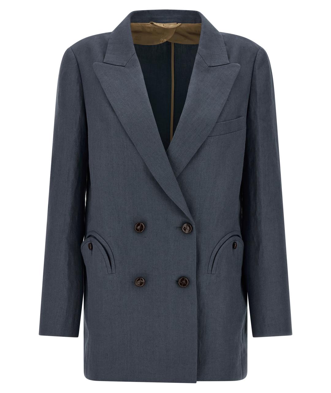 BLAZE MILANO Синий льняной жакет/пиджак, фото 1