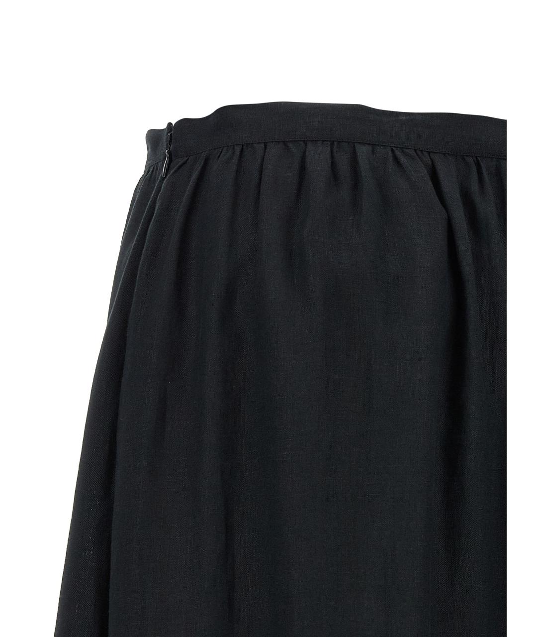 KITON Черная льняная юбка миди, фото 4