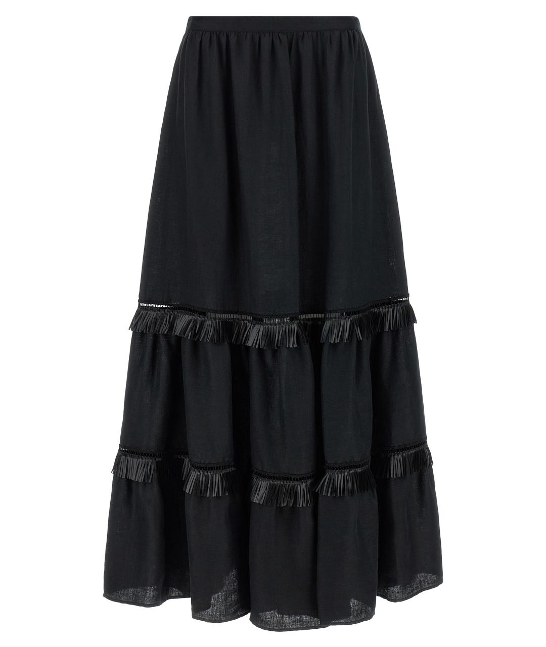 KITON Черная льняная юбка миди, фото 1