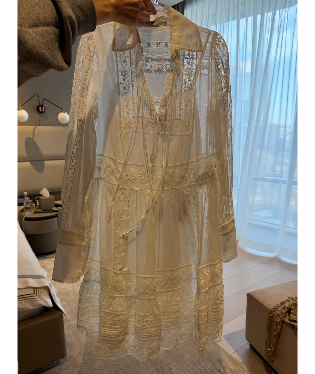 ERMANNO SCERVINO Белое льняное повседневное платье, фото 7