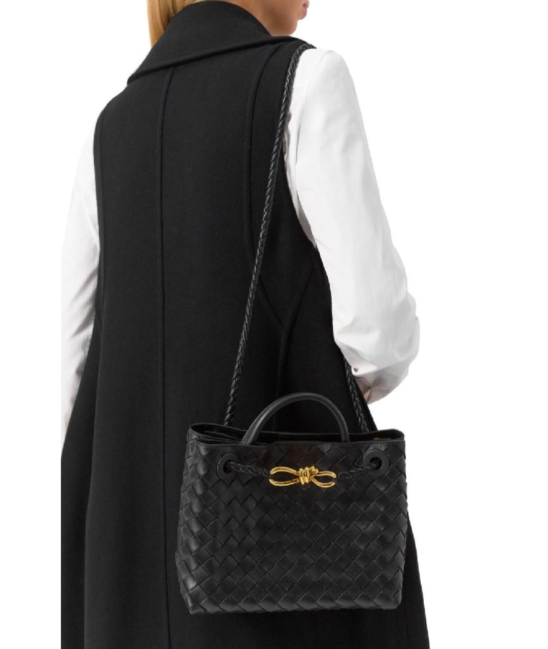 BOTTEGA VENETA Черная кожаная сумка тоут, фото 3