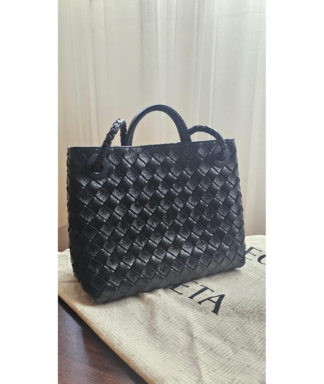 BOTTEGA VENETA Черная кожаная сумка тоут, фото 7