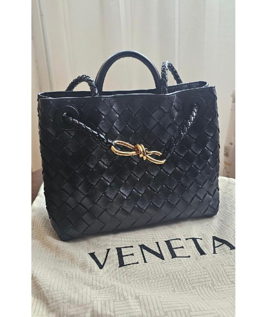 BOTTEGA VENETA Черная кожаная сумка тоут, фото 6