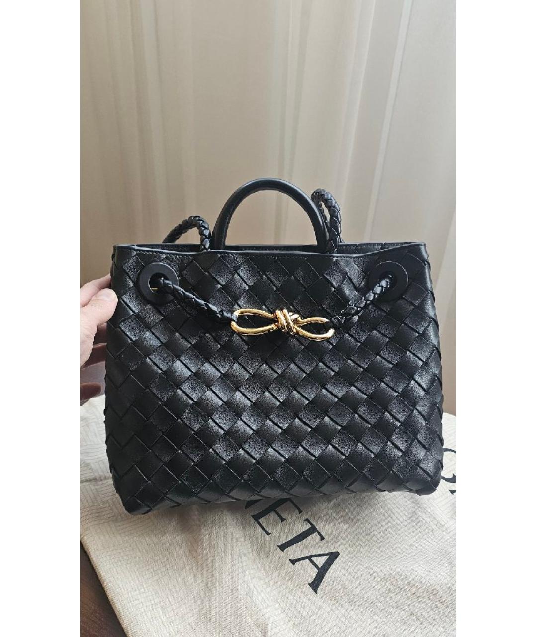 BOTTEGA VENETA Черная кожаная сумка тоут, фото 5