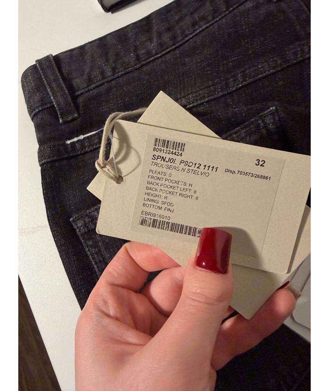 BRIONI Черные хлопко-эластановые прямые джинсы, фото 8