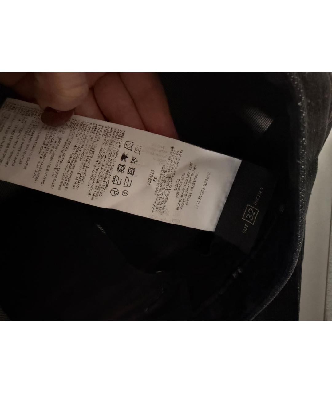 BRIONI Черные хлопко-эластановые прямые джинсы, фото 6