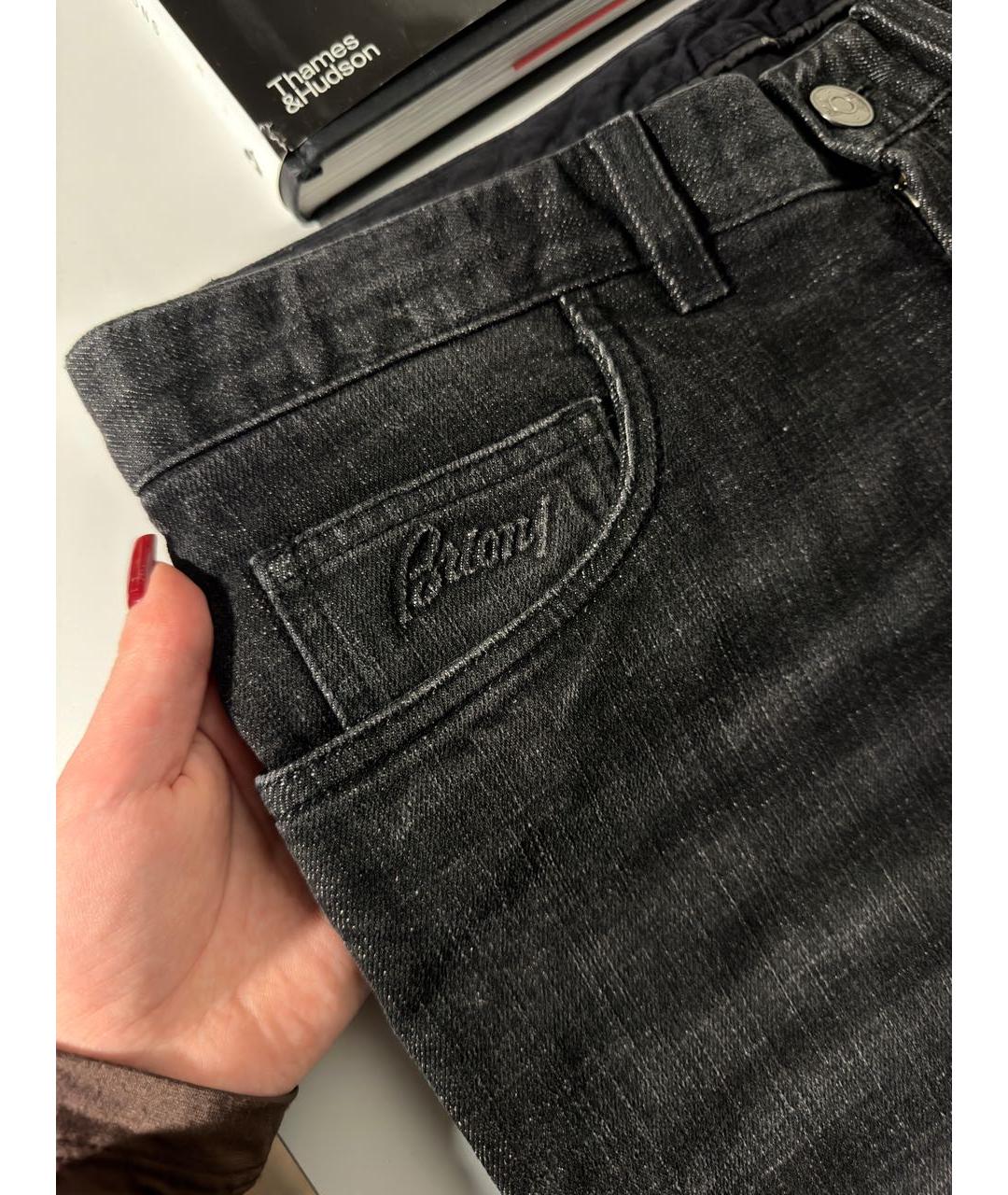 BRIONI Черные хлопко-эластановые прямые джинсы, фото 4