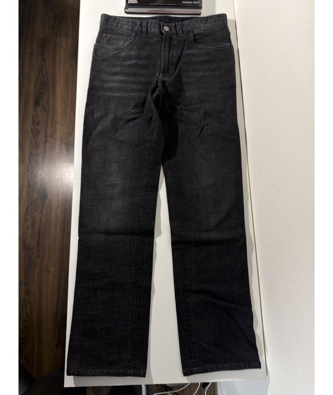 BRIONI Черные хлопко-эластановые прямые джинсы, фото 9