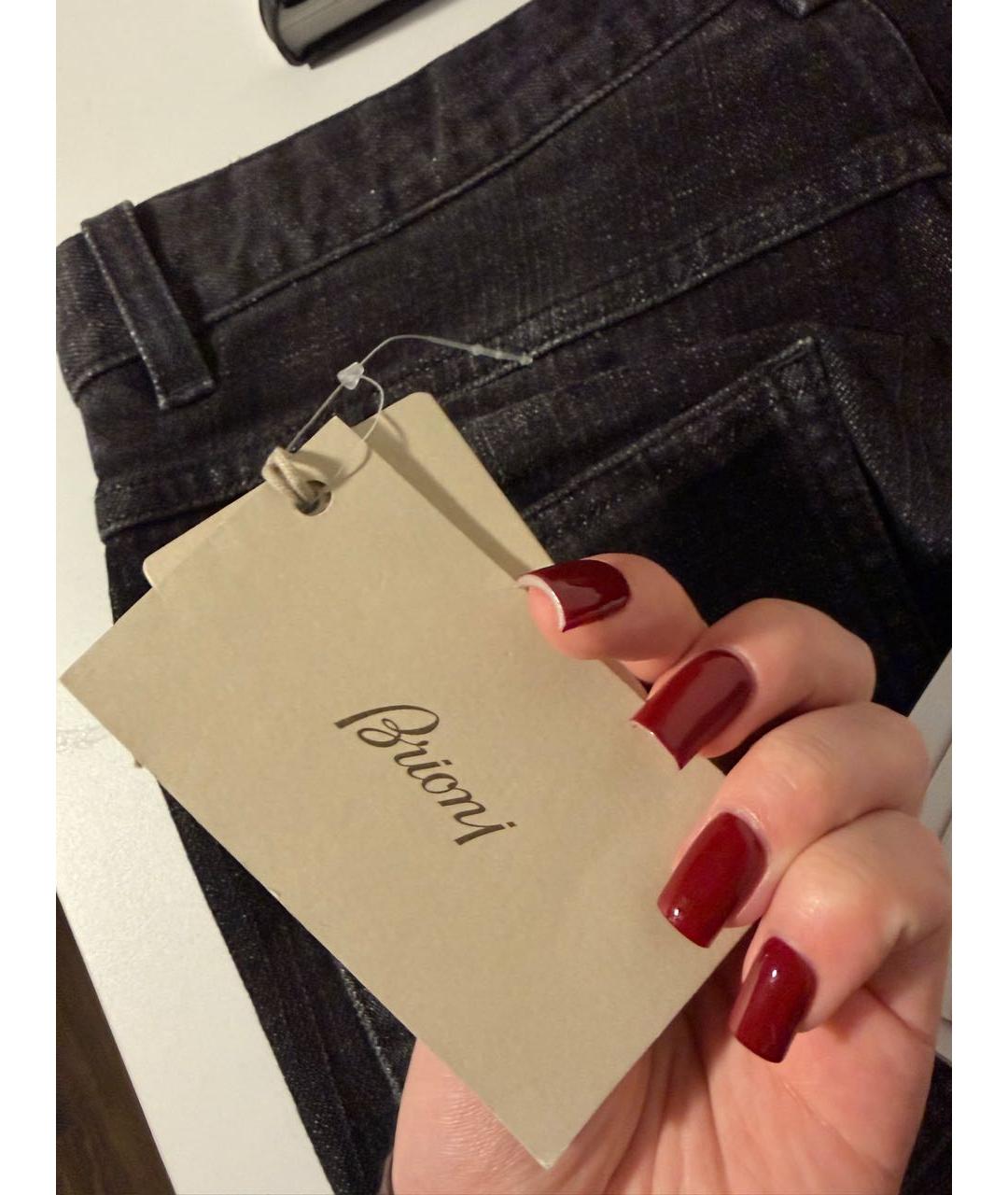 BRIONI Черные хлопко-эластановые прямые джинсы, фото 7