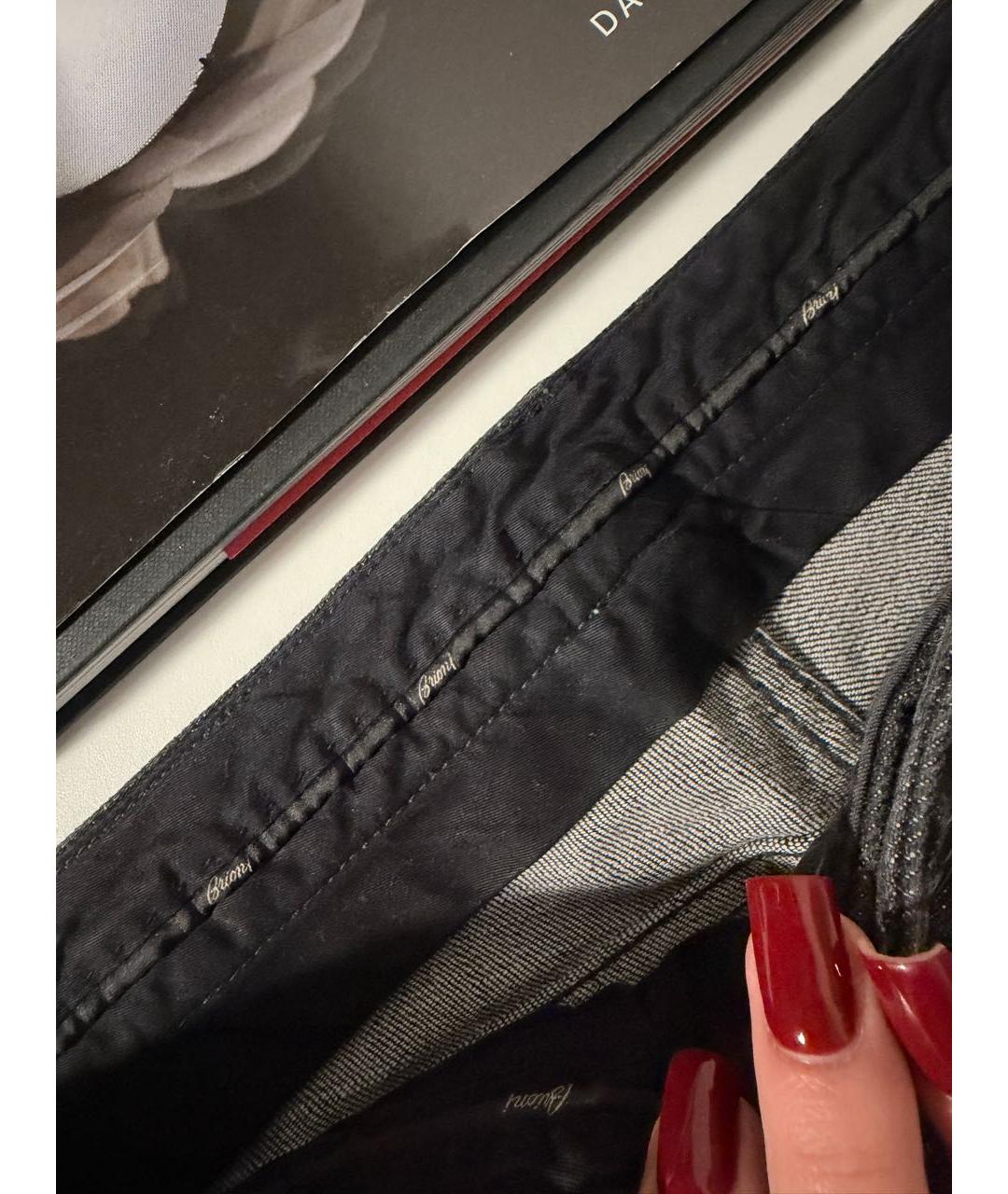 BRIONI Черные хлопко-эластановые прямые джинсы, фото 3