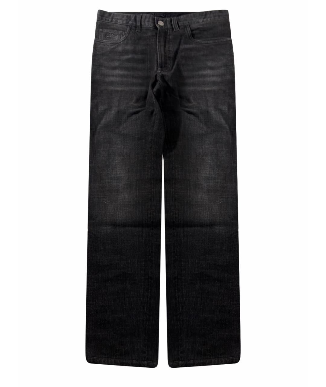 BRIONI Черные хлопко-эластановые прямые джинсы, фото 1