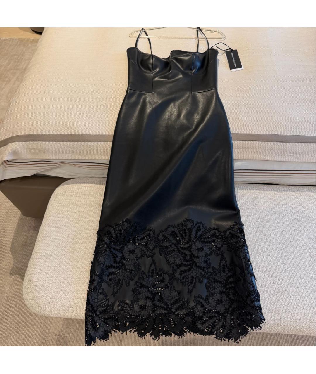 ERMANNO SCERVINO Черное кожаное коктейльное платье, фото 2