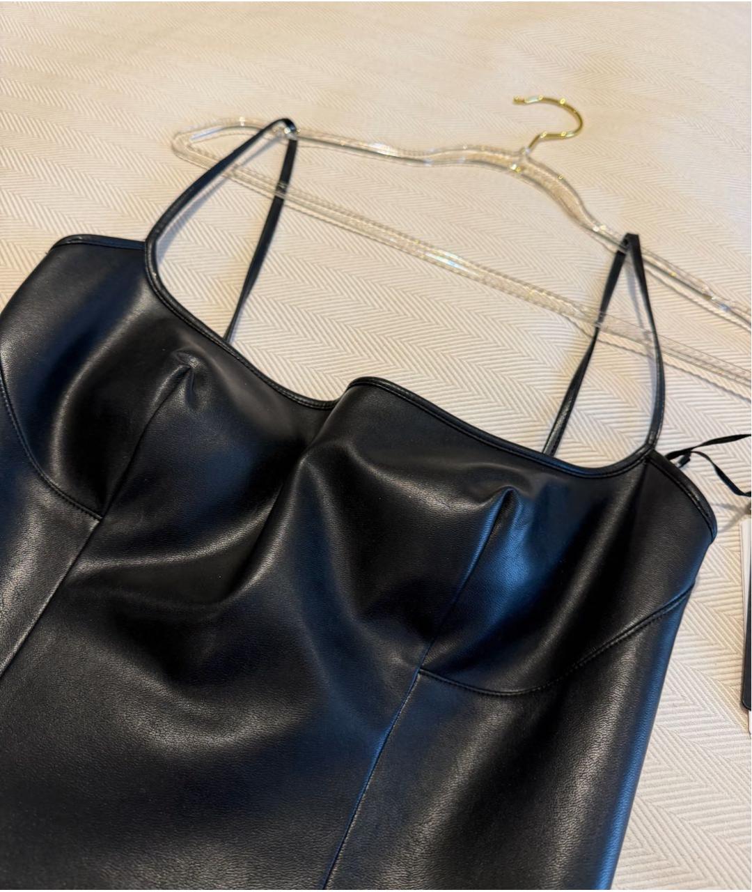 ERMANNO SCERVINO Черное кожаное коктейльное платье, фото 4