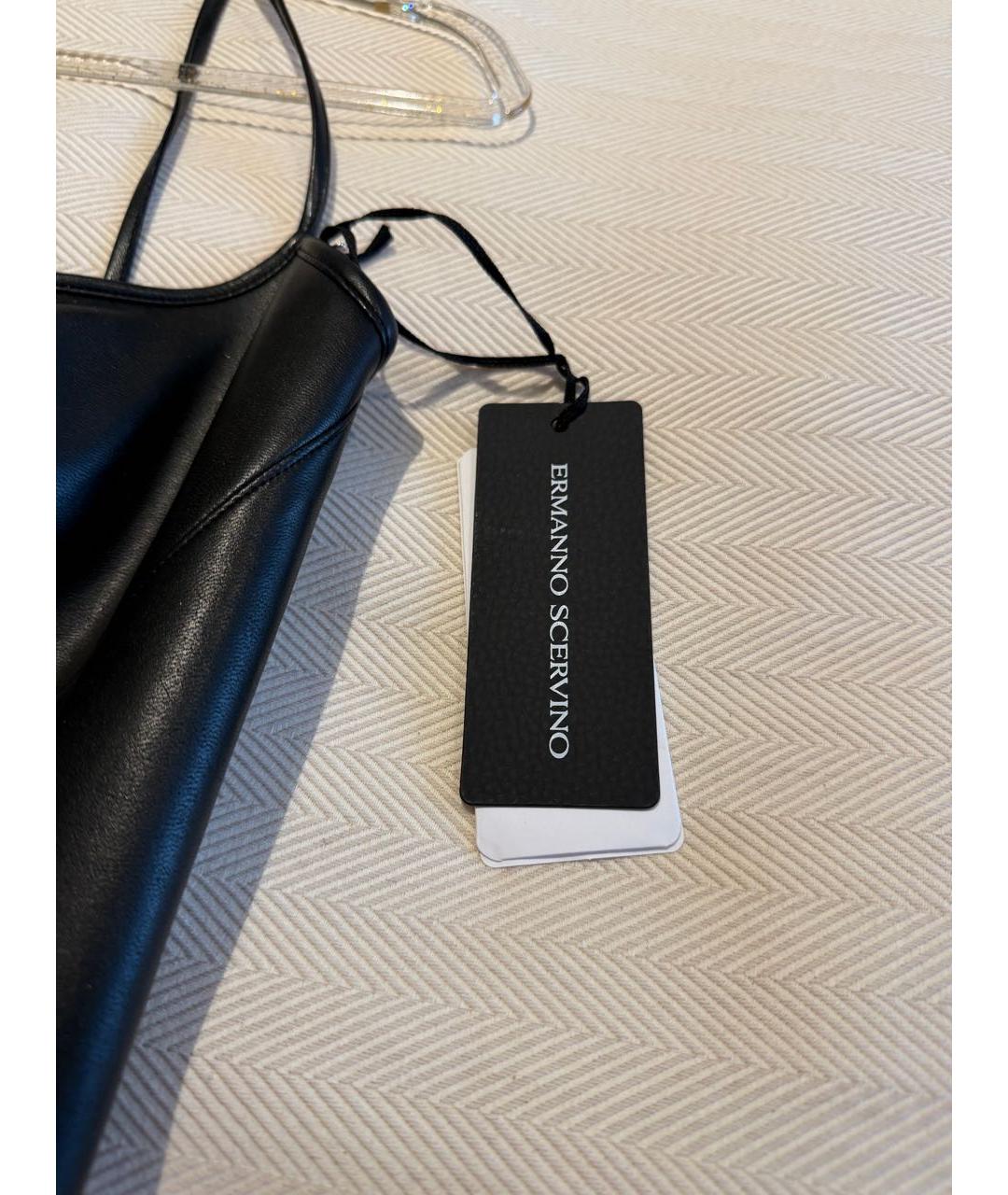 ERMANNO SCERVINO Черное кожаное коктейльное платье, фото 7