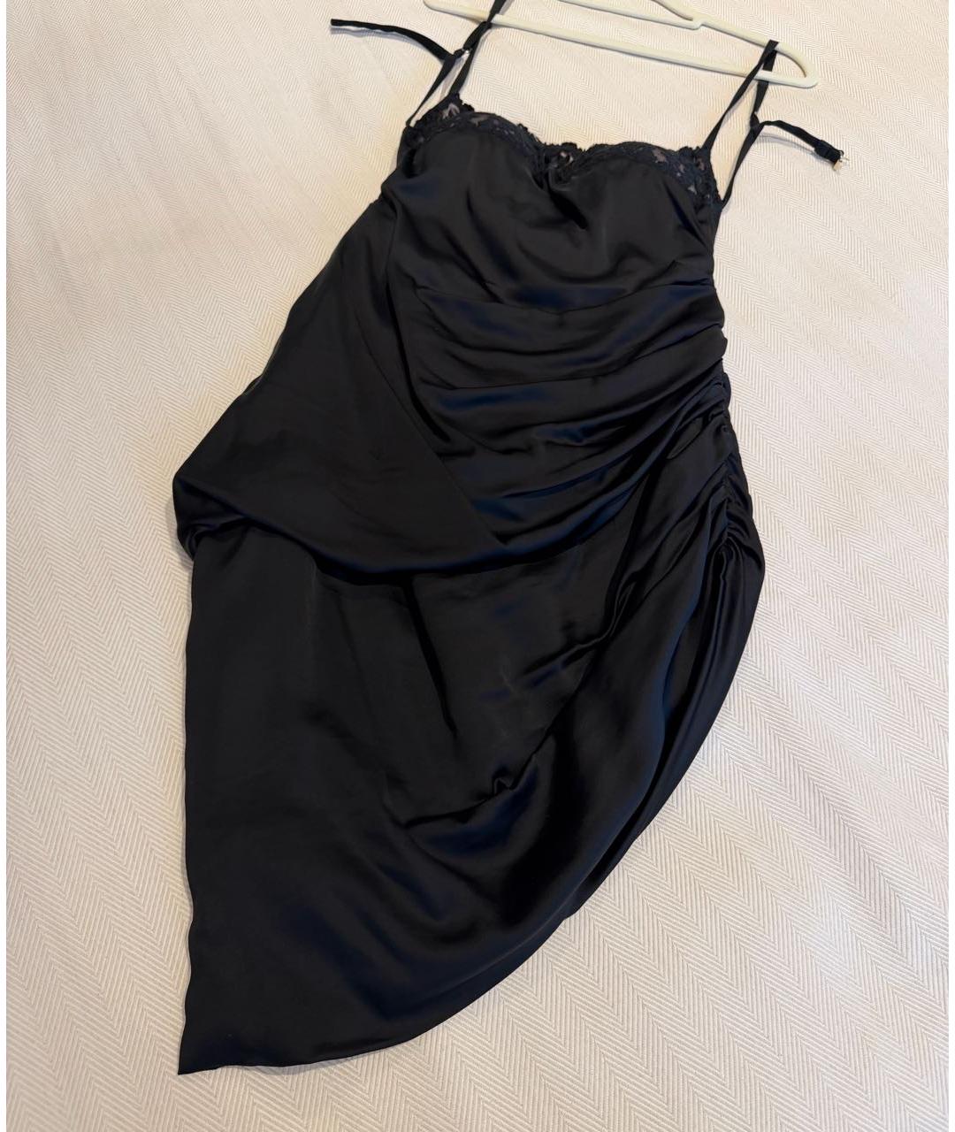 JACQUEMUS Черное атласное коктейльное платье, фото 7