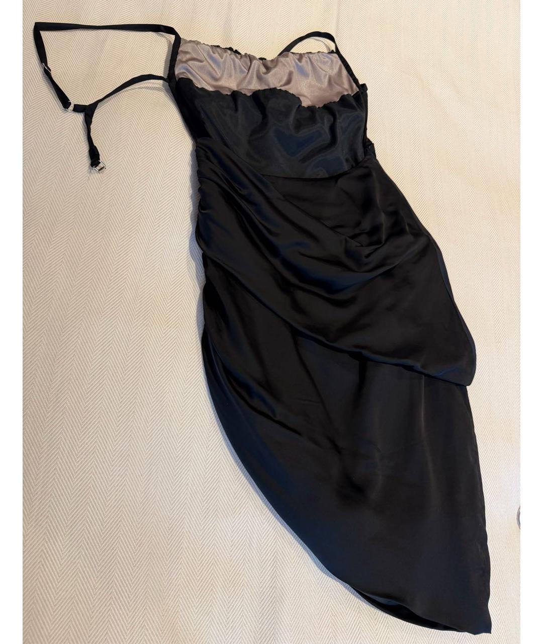 JACQUEMUS Черное атласное коктейльное платье, фото 3