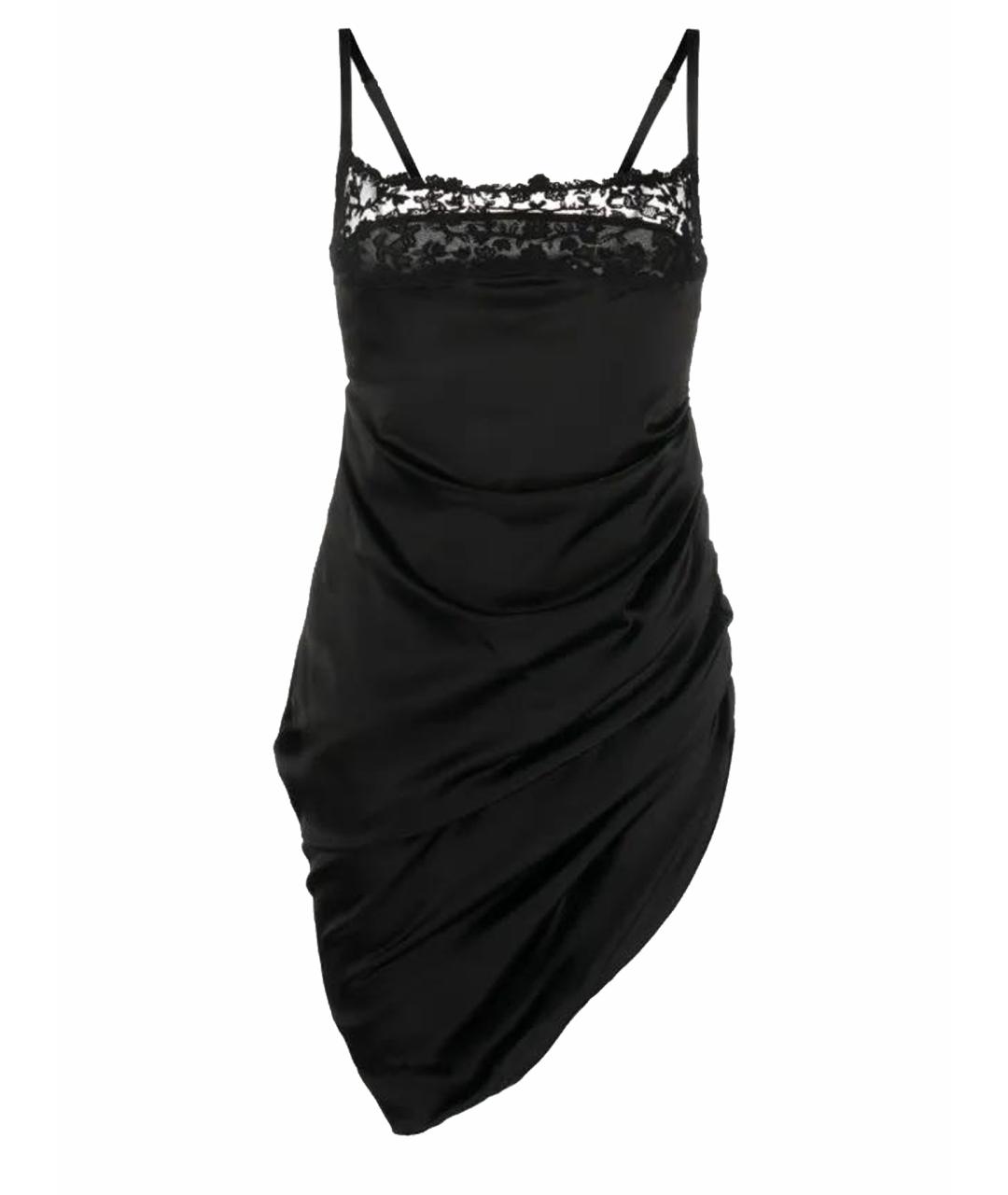 JACQUEMUS Черное атласное коктейльное платье, фото 1