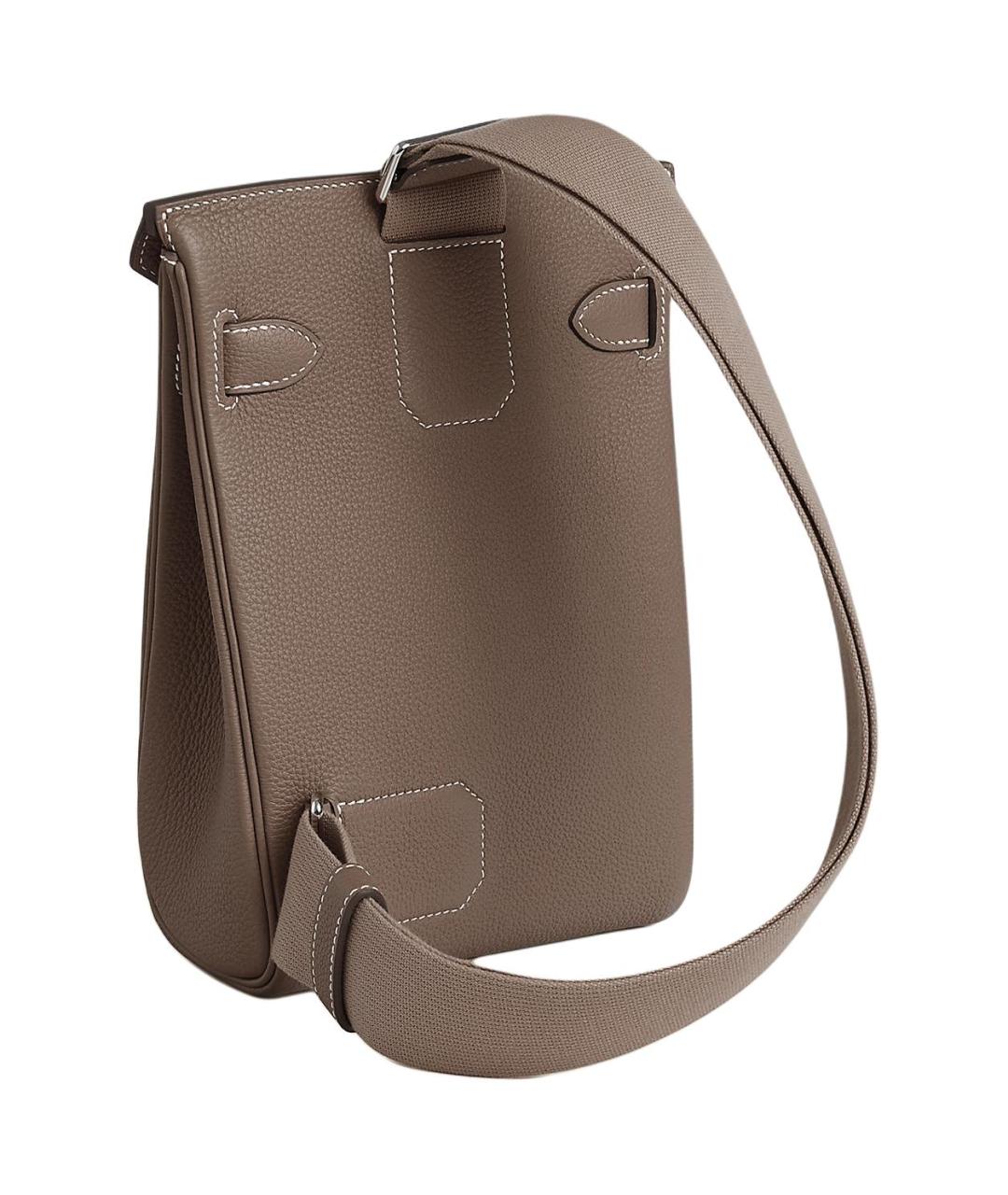 HERMES Серая кожаная сумка через плечо, фото 3