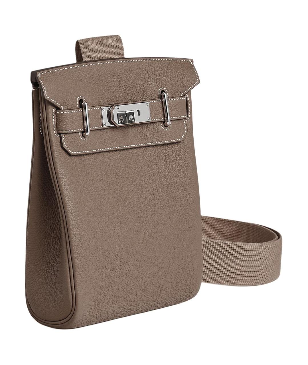 HERMES Серая кожаная сумка через плечо, фото 2