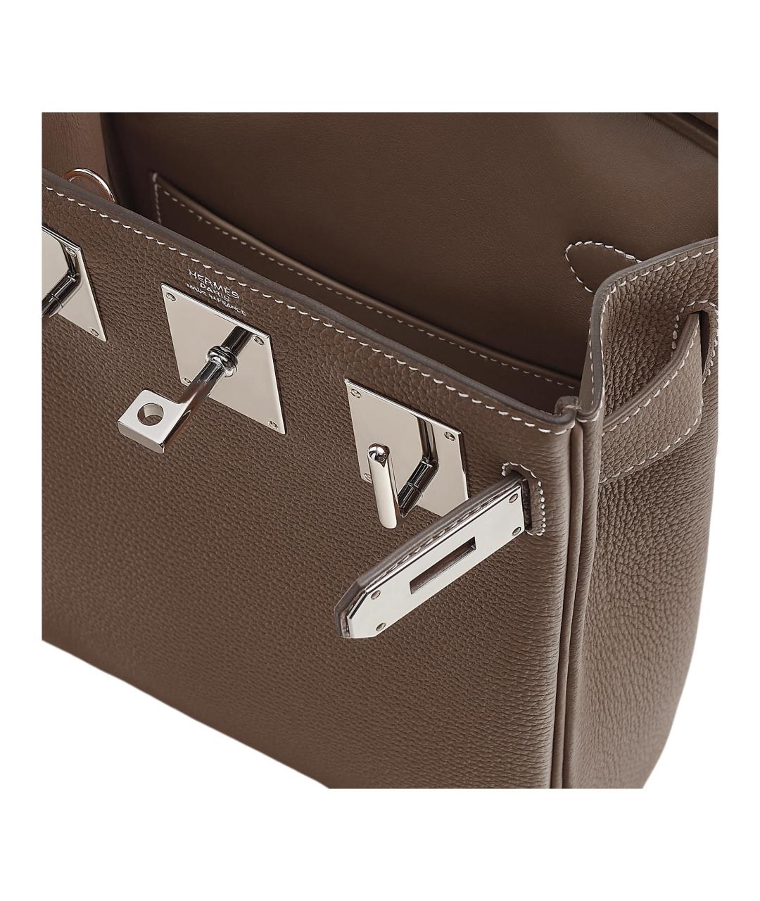 HERMES Серая кожаная сумка через плечо, фото 4