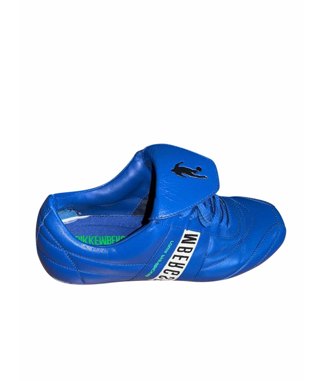 BIKKEMBERGS Синие кожаные кеды, фото 1