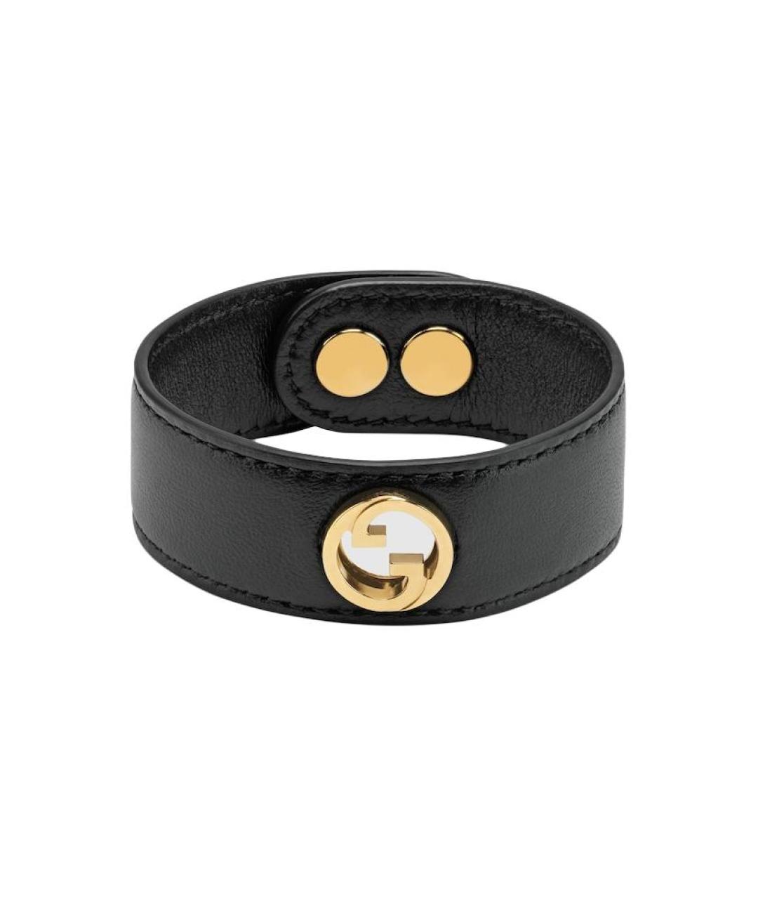GUCCI Черный кожаный браслет, фото 2