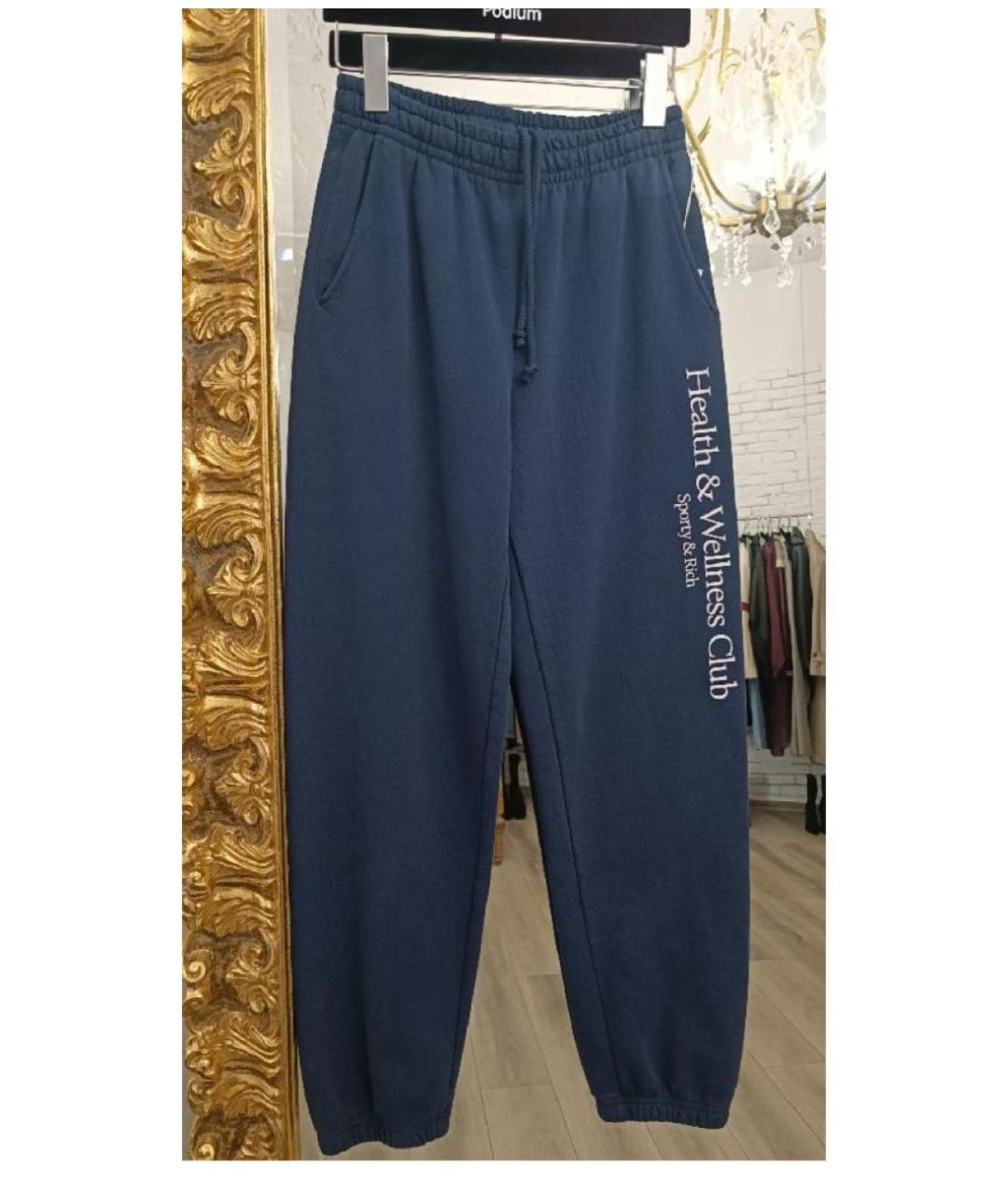 SPORTY AND RICH Темно-синие хлопковые спортивные брюки и шорты, фото 6